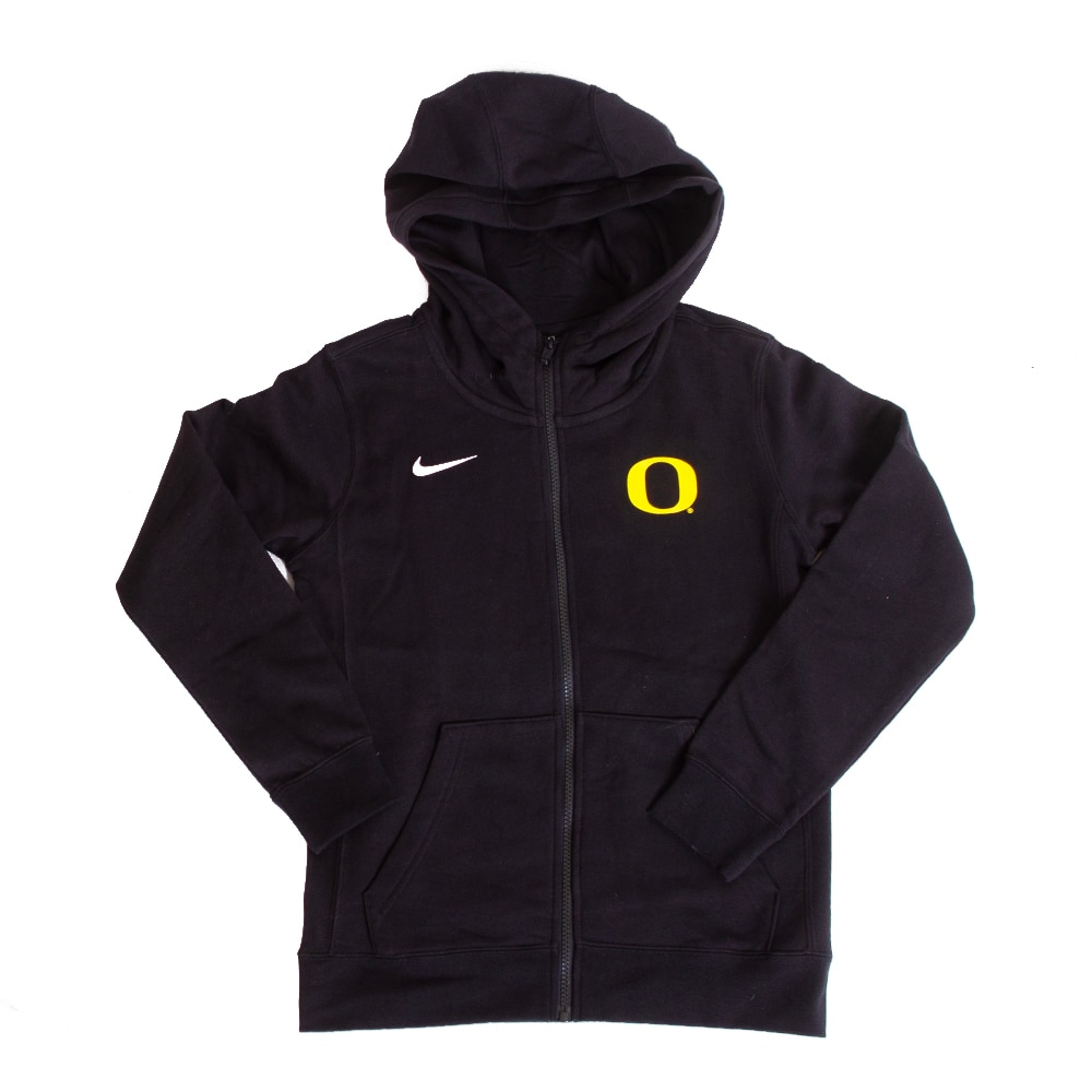 Youth Black Nike Sideline Oregon Yellow O Club Full Zip Hoodie